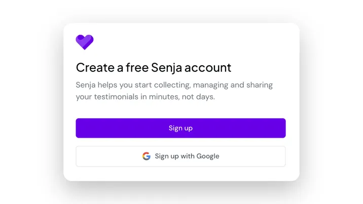 A new customer signing up to Senja