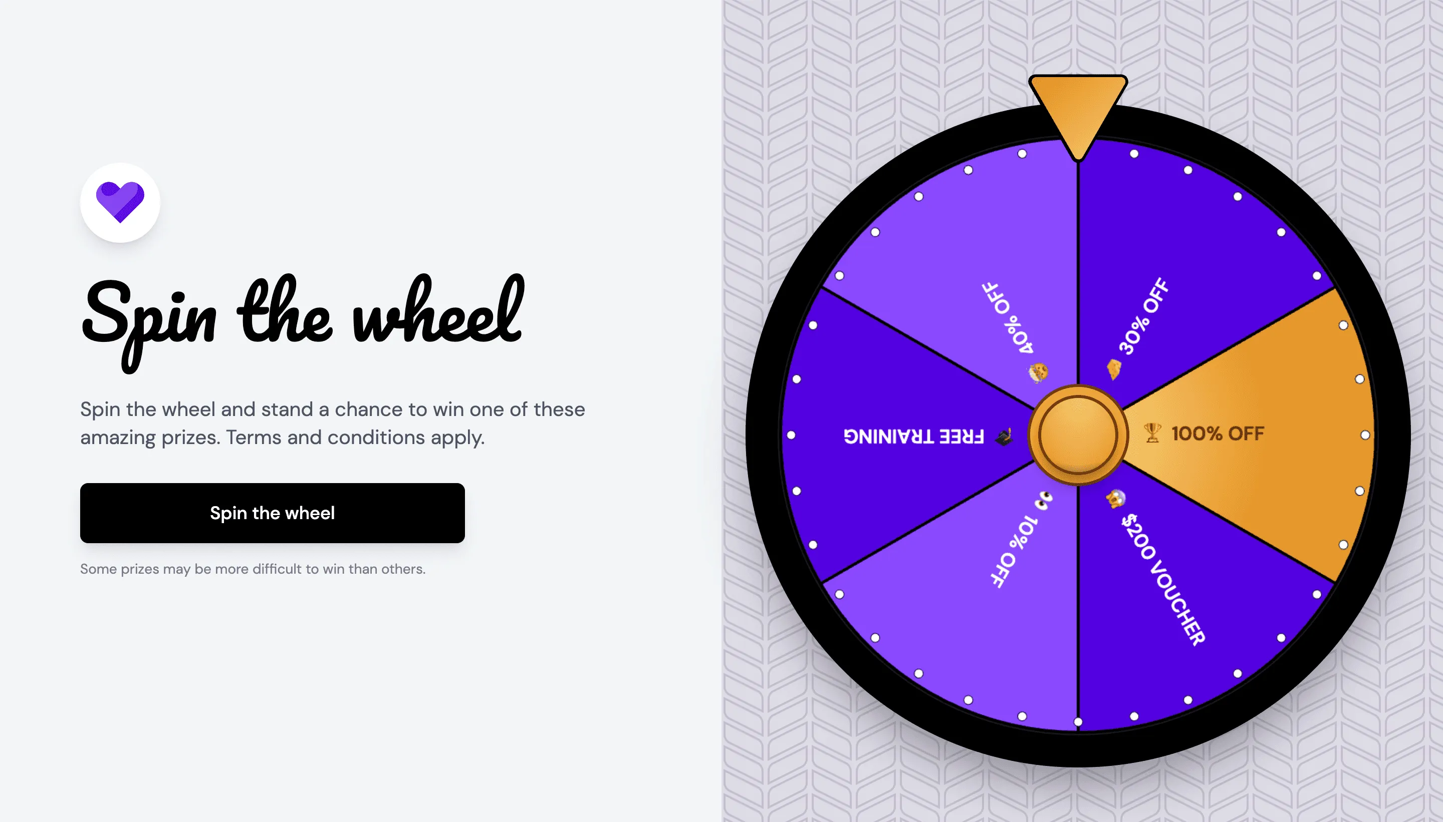 Spin the Wheel rewards on a Senja collection form