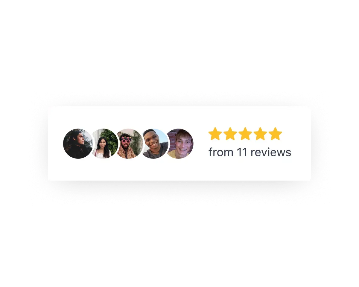 5 social proof avatars with a 5 star rating for social proof