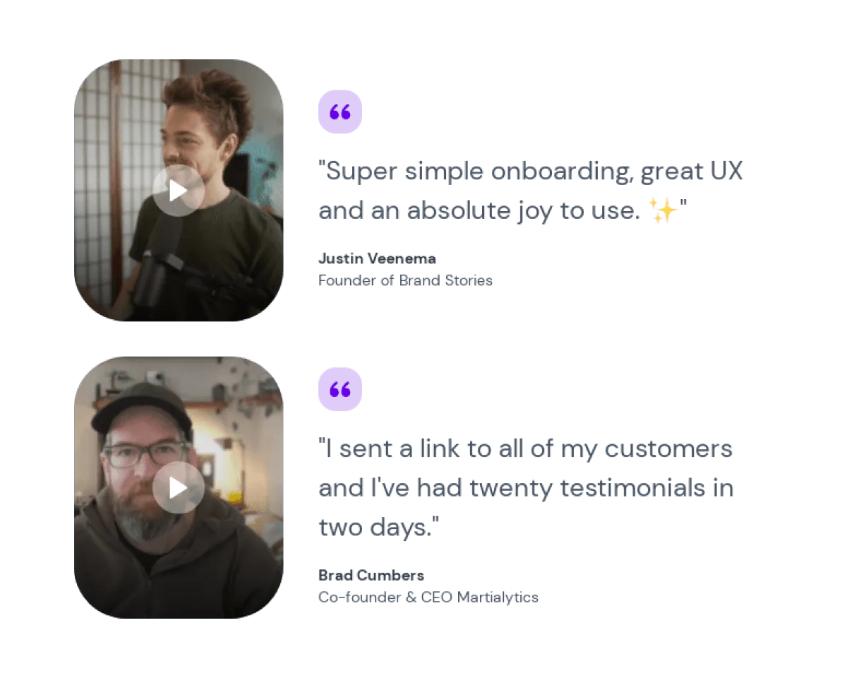 A list layout of testimonials