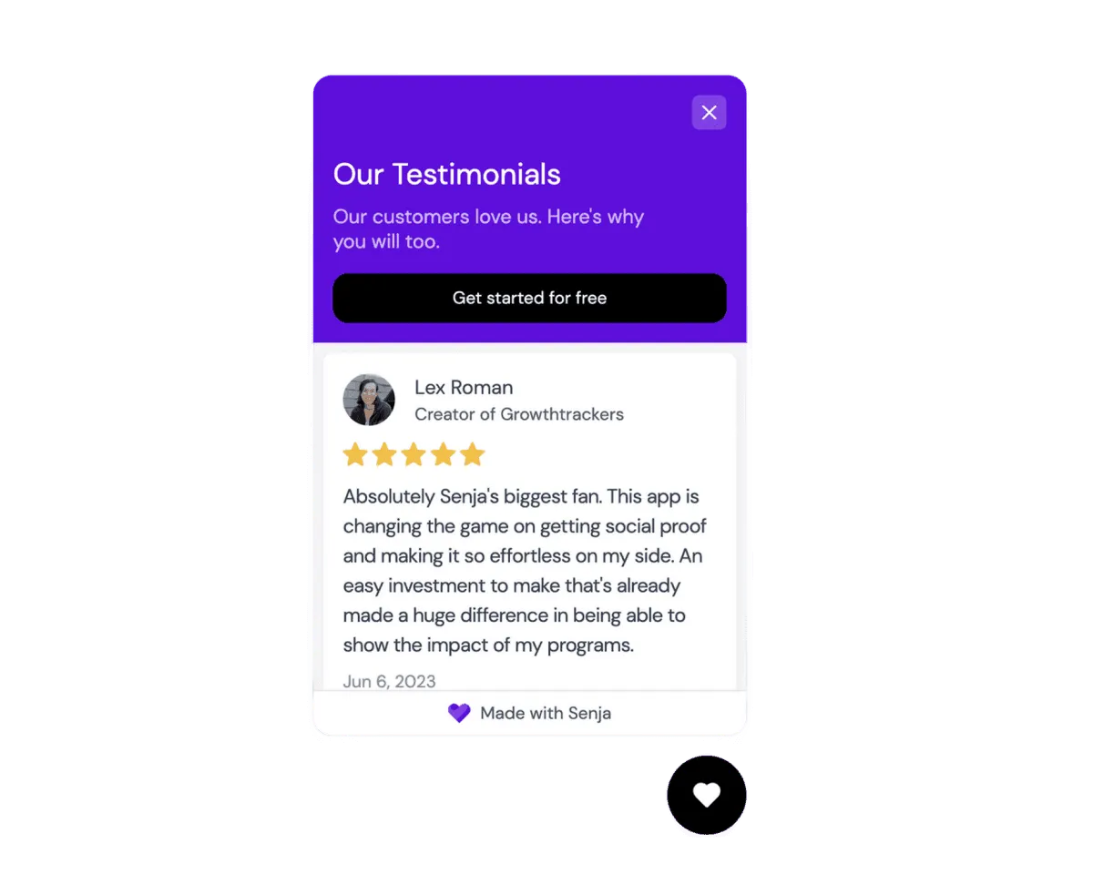 Testimonial Popup Social Proof Widget