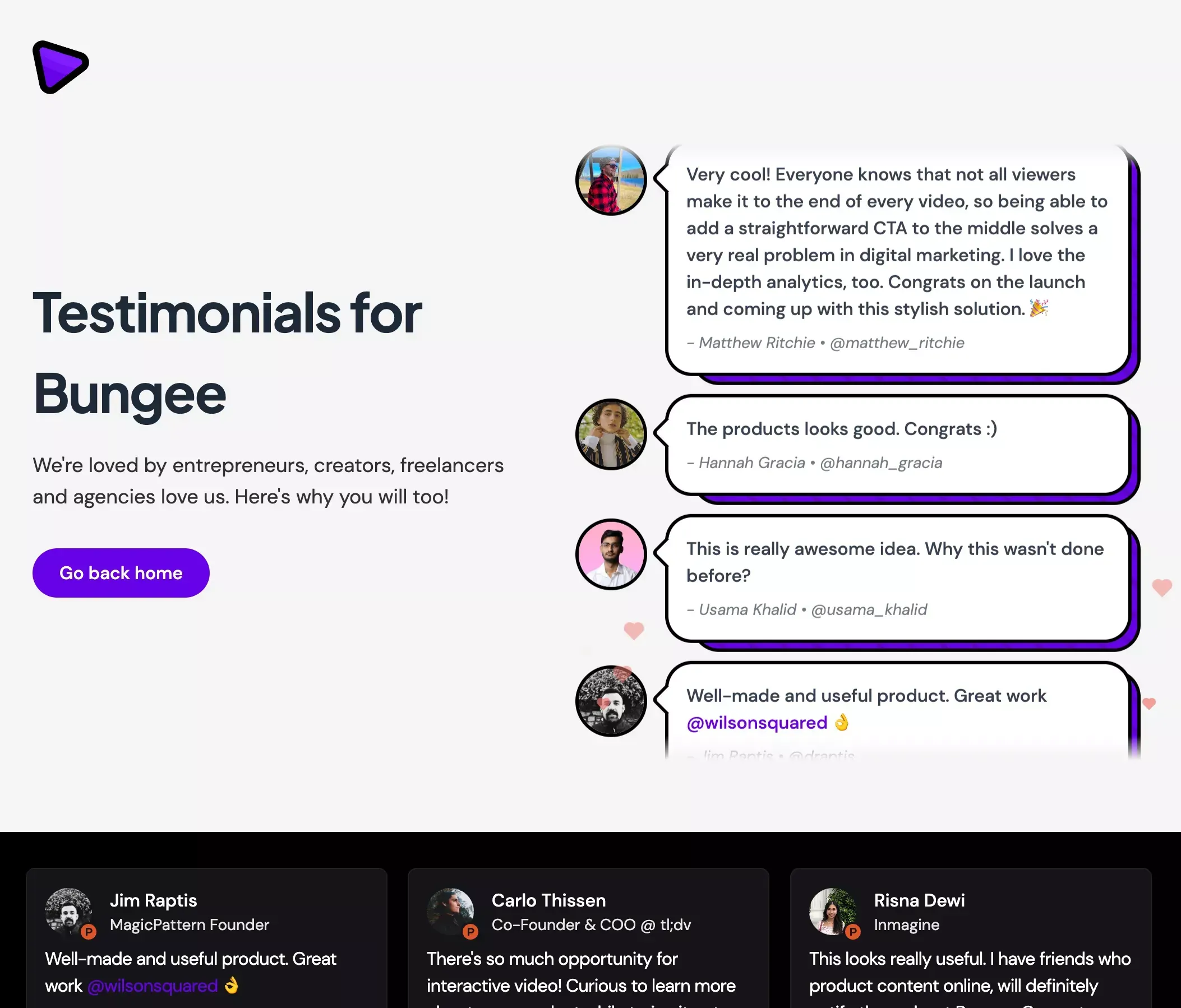 Beautiful Wall of Love theme with scrolling testimonials on the left